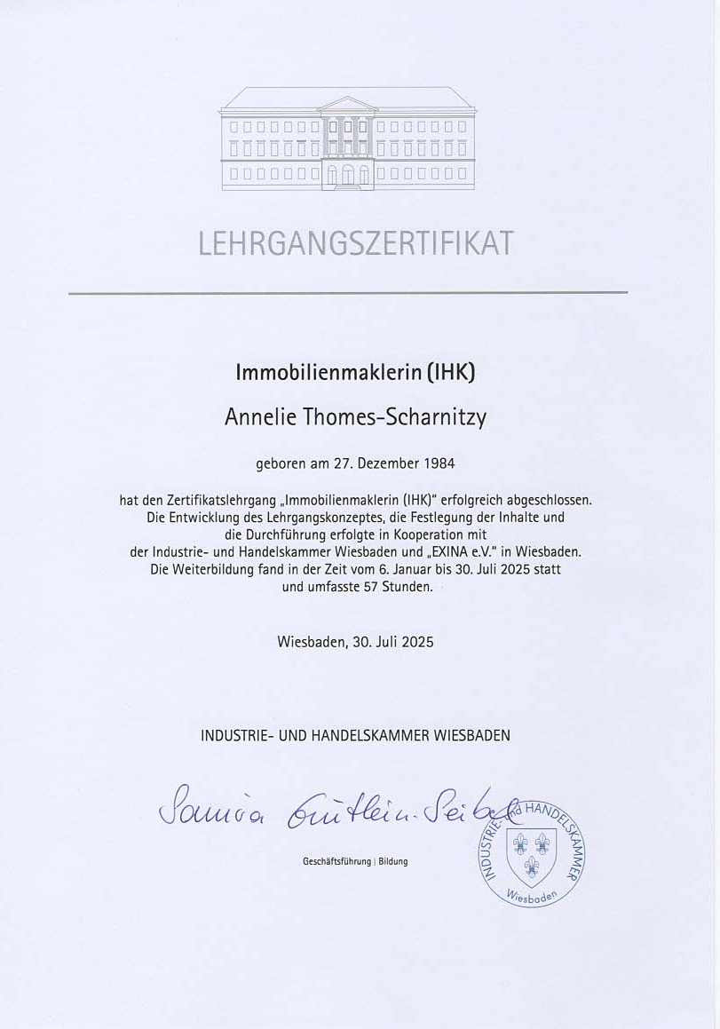 Bild Lehrgangszertifikat